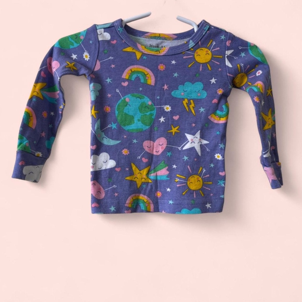 6-9M Girl Children’s Place long Sleeve Playful Space Themed Galaxy PJ Top